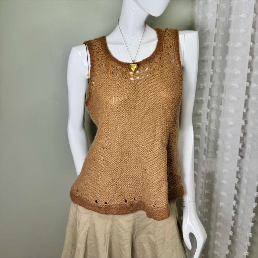 Handmade Soft Wool Knit Tank | Earthy‎ Brown Artisan Sweater Top